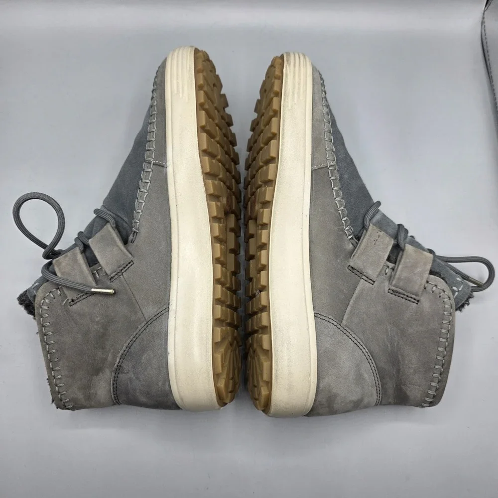 Ecco Boots Womens 8 Gray Blue Ankle Booties Lined Chukka Moccasin‎ Toe Warm